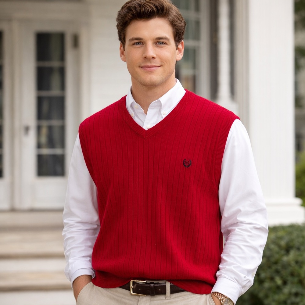 Ralph Lauren Chaps Red Preppy Sweater Vest